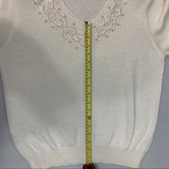 VINTAGE Women’s Lace Beaded V-Neck Sweater - Picture 8 of 11